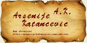 Arsenije Katančević vizit kartica